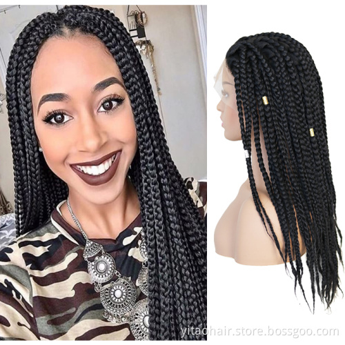 Factory Direct 180% Density Lace Front Braided Wig Synthetic Hair Wigs Box Braid Lace Wigs for women Black Hair